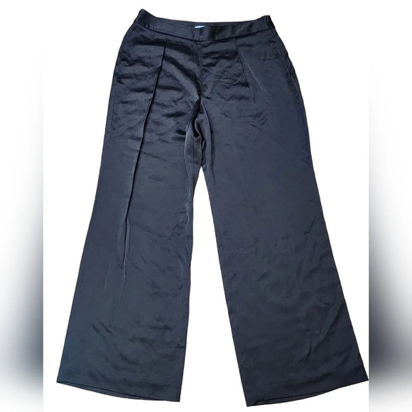 ANTONIO MELANI Satin Black Wide Leg Trousers - Picture 1 of 12